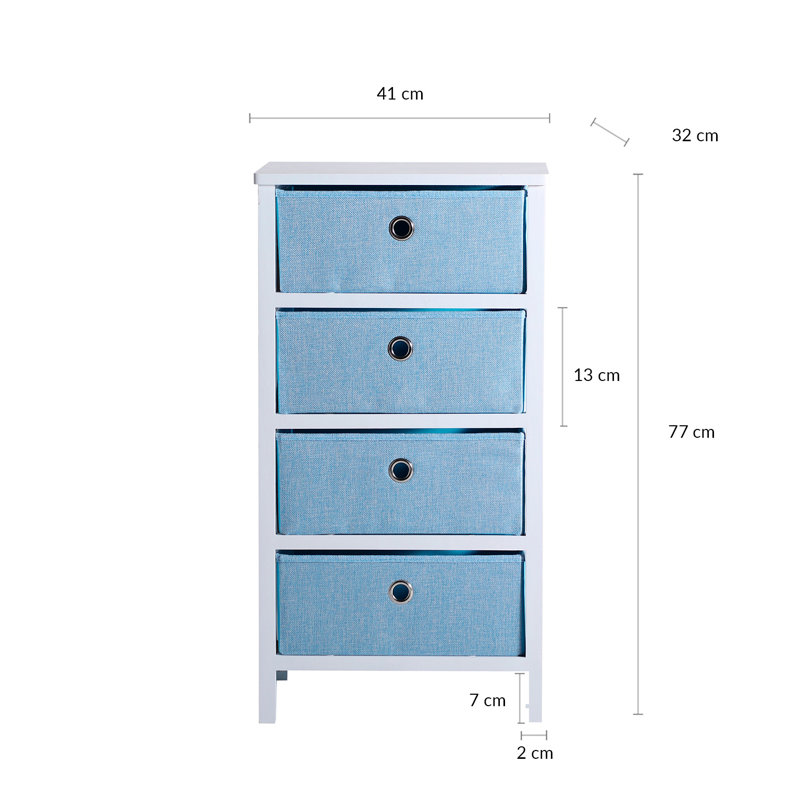 41 cm W Chest of 4 Drawers, Blue