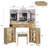 Corner Makeup Vanity Desk with LED Mirror and Outlets, Fluted Dressing Table with 2 Drawers and Storage Cabinets-681030747