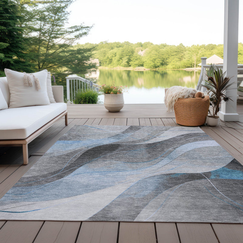 Tapis intérieur / extérieur bleu Aelien, 9 pi x 12 pi