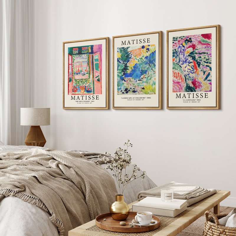 Classical Artwork Colorful Abstract Still Life Henri Matisse Modern Pictures Framed Canvas 3 Pieces Set Print Wall Art