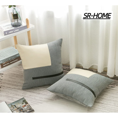 2-Pack Throw Pillows Covers Decorative Cushion Covers Faux Leather Cushion Covers Pillow Cases Linen Soft Coach Sofa Chair Home -  SR-HOME, SRHOME8b50ba8