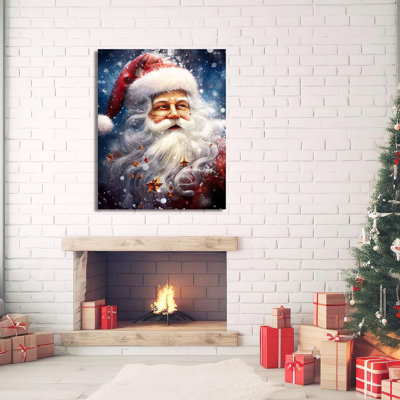 Christmas Framed Wall Art Santa in The Snow Santa Claus Poster Festive Christmas Wall Decor Canvas Print Ready-to-Hang Holiday Artwork 12x16 inch
