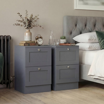 Tasneem 2 Drawer Set Of 2 Bedside Tables Compact Nightstand Storage Cabinet Modern Bedroom Side Table