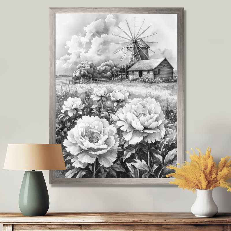 Ginnie - Floral Wall Art Prints, 32" H x 16" W, Silver, Single Picture Framed Print