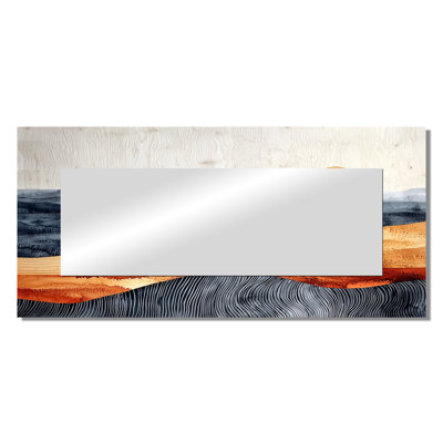 Sahara Landscape Amber River Colors I - Desert Mirror For Wall Art Decor - Printed On Metal
