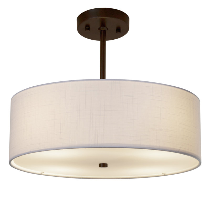 Luminaire suspendu tambour simple à 8 lumières Brookvale, Noir mat, Blanc, E26 / moyen (standard)