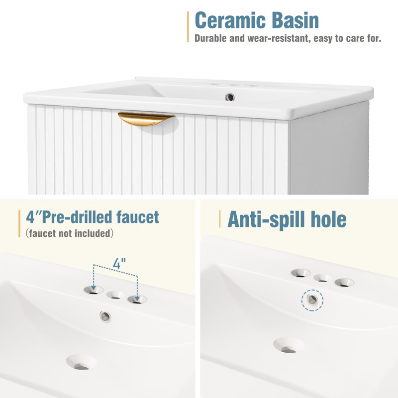 Ensemble de meuble-lavabo mural moderne 1 pièce en MDF 18 * 24 * 23 pouces Modern