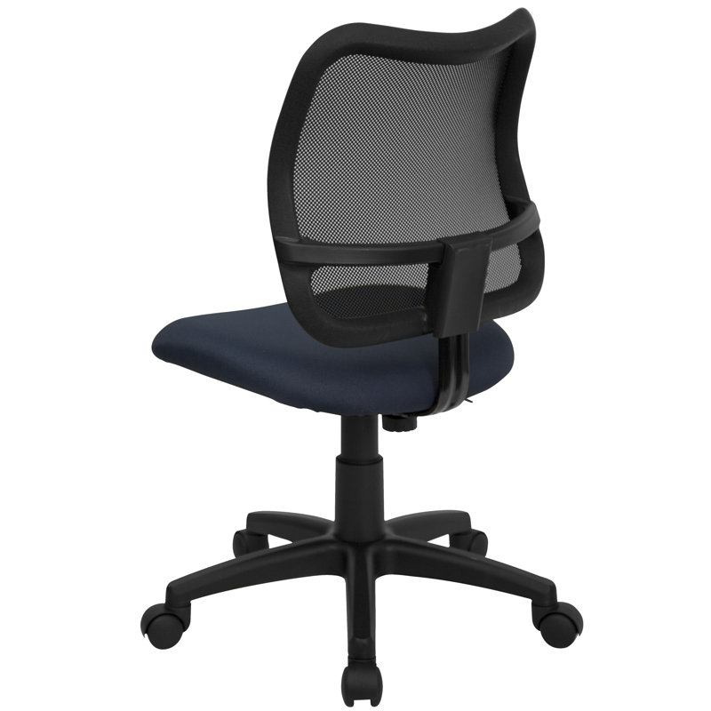  Chaise de bureau pivotante en filet à dossier moyen, Non inclus, Tissu bleu marine