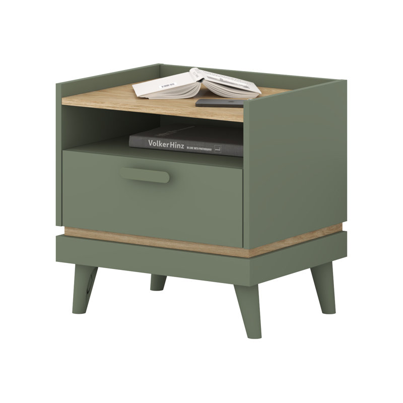 Holladay 50cm W Laminate Bedside Table, Green