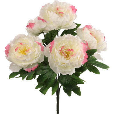 White Pink Peony Bush W/ 5 Silk Blooms 20" - 2025 Spring Collection
