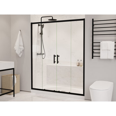 60'' - 60.4'' W x 70'' H Double Added Framed Shower Door with Clear Glass