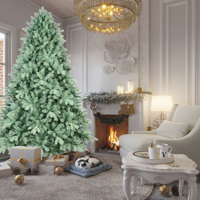 Arbre de Noël bleu avec pointes Pe + Pvc - arbre unique avec branches à charnières, assemblage facile, support en métal stable, décoration des Fêtes accrocheuse