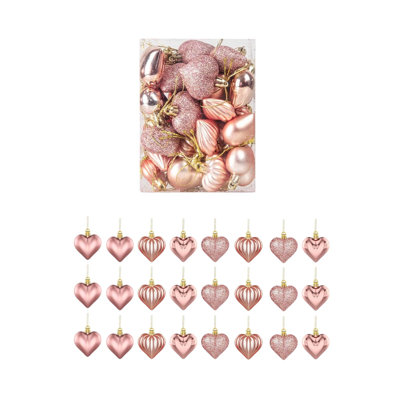 24Pcs Valentines's Day Heart Ornaments Romantic Heart Hanging Decoration Heart Valentines's Day Party Decoration