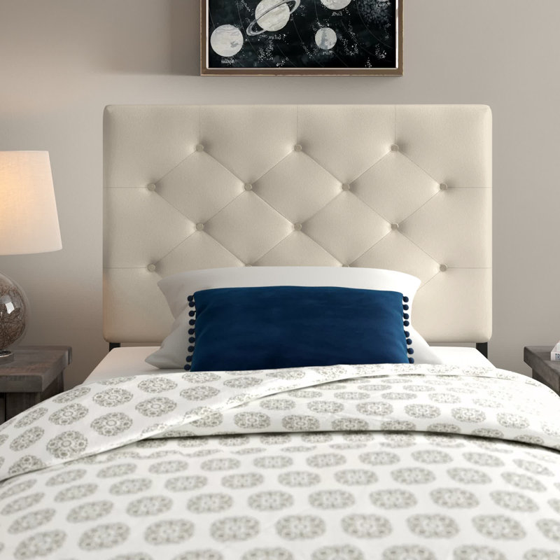 Alyse Upholstered Headboard Features a Button-Tufted Panel, 54.25'' H X 38.50'' W, Twin, Gray