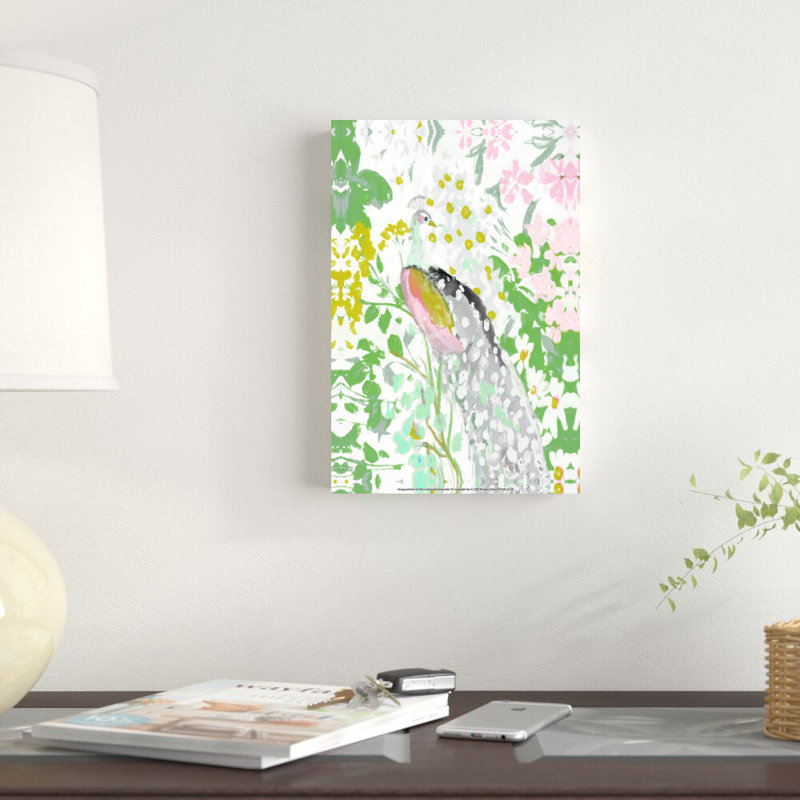 Sping Peacock In Abstract Flowers, reproduction sur toile, H 12 po x l 8 po