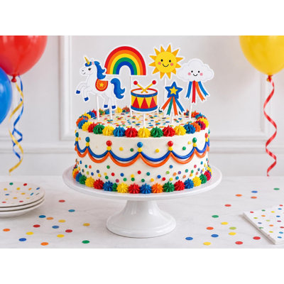 Décorations de gâteau d'anniversaire Licorne Arc-en-ciel, figurines colorées pour défilé, pics étoiles nuage