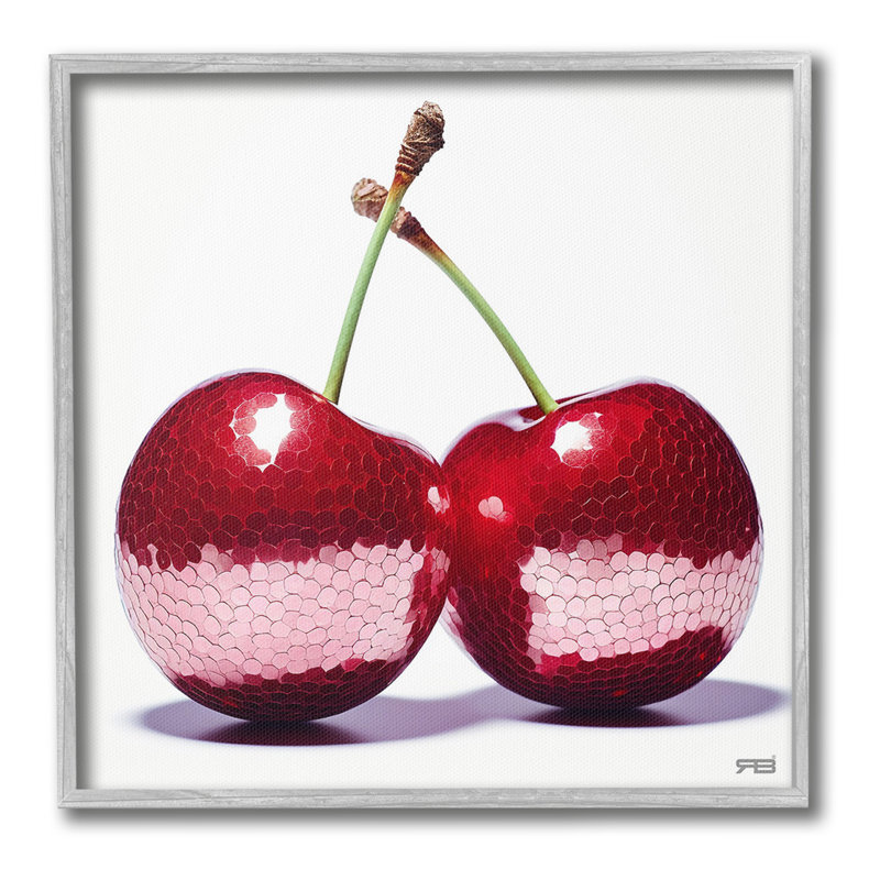 Cerises avec réflexion, H 17 po x l 17 po, Estampe numérique Farmhouse