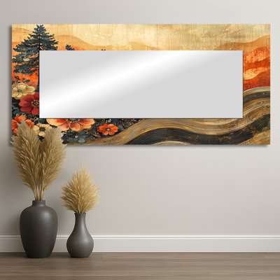 Fleurs saisonnières dans un paysage de campagne II - miroir champêtre pour décoration murale