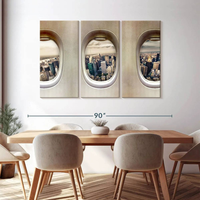 " Airplane Windows " 3 - Pieces, 48" H x 74" W x 1.25" D