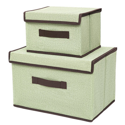 Foldable Storage Box With Lid 2pcs (large + Small) Fabric Storage Box With Lid, Closet Storage Box, Room Organization, Office Storage, Toy Storage
