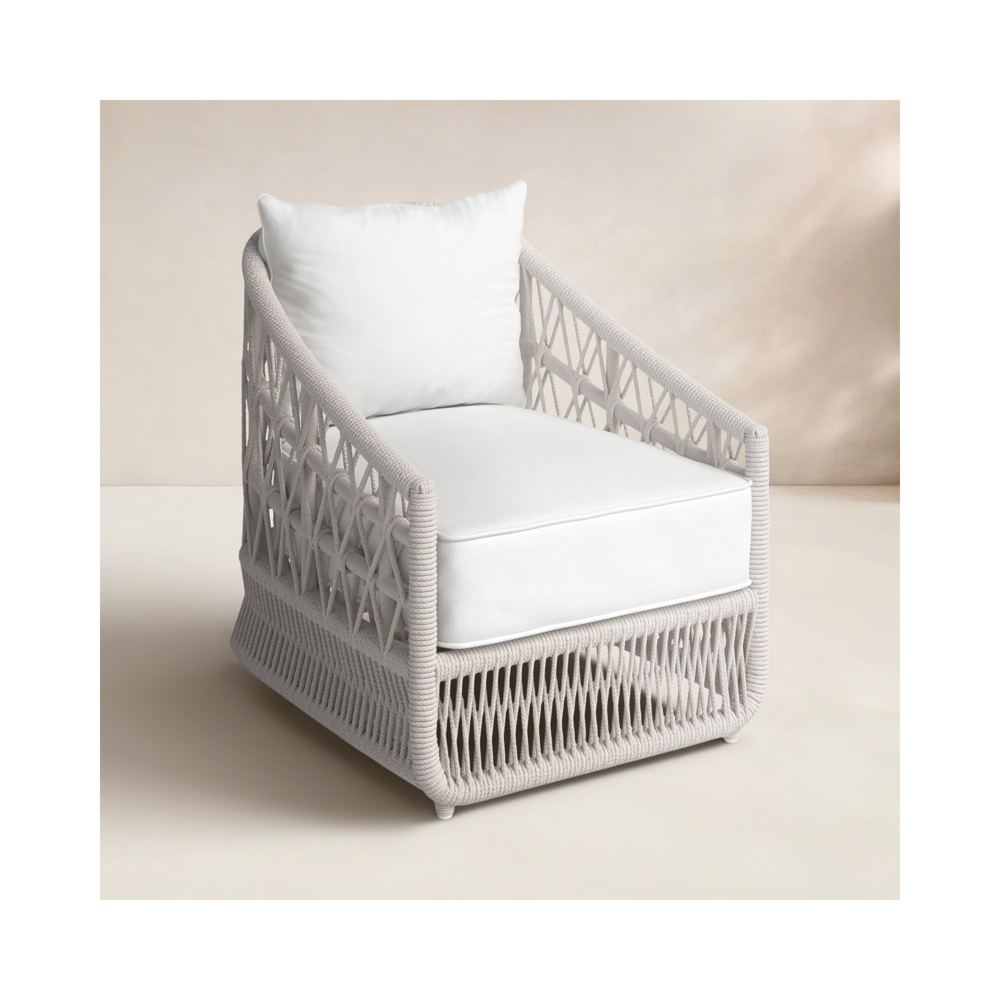 Lucan Patio Chair with Sunbrella Cushions, Linen Canvas Sunbrella® Canvas