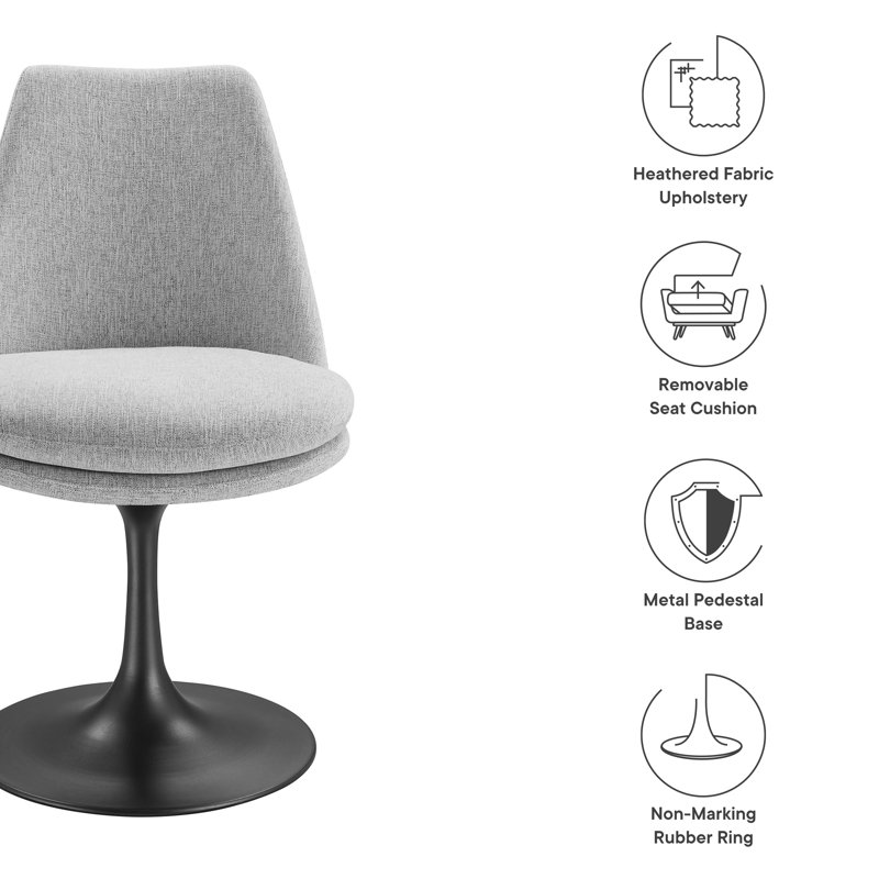 Chaise pivotante rembourrée Lippa, Tissu gris clair, H 30 cm x l 20 cm