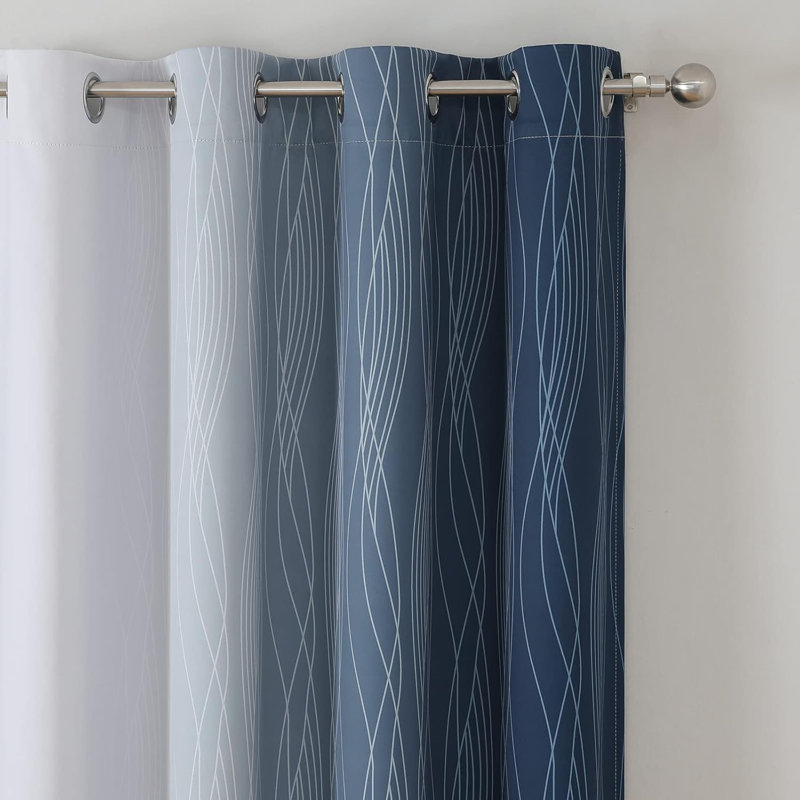 Blackout Curtain Pair, Navy Blue/Greyish White