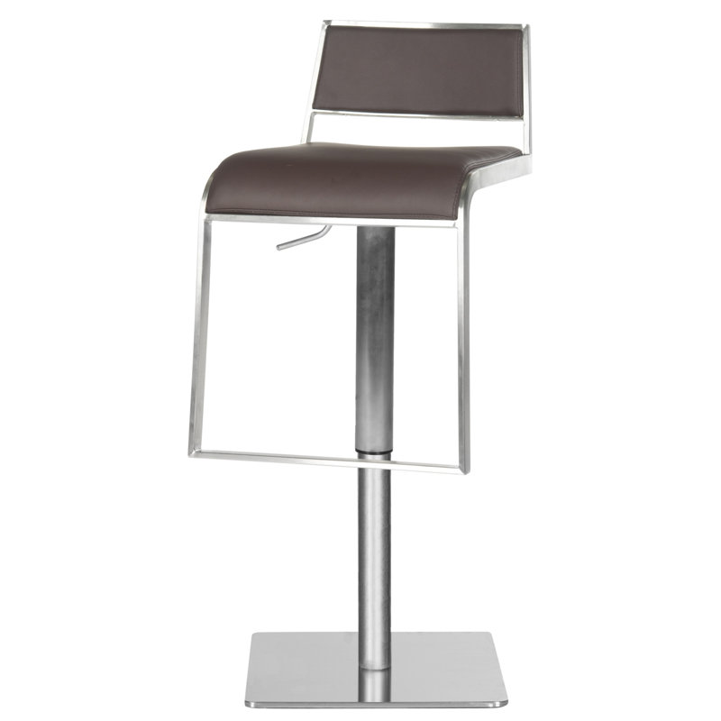 Koblick Swivel Upholstered Adjustable Height Counter Stool, Brown