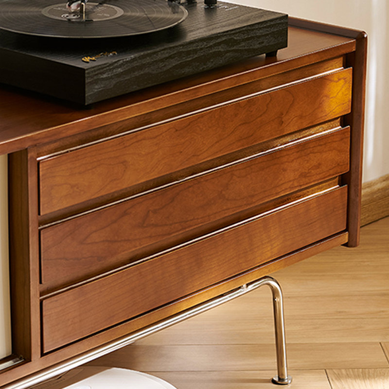 Meuble télé en bois massif merisier, H 21,65 po x L 82,67 po x l 15,74 po