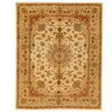 Hand Knotted Wool Area Rug in Ivory And Beige