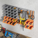 44 Piece Wall Mounted Pegboard Tool Organizer Rack Kit With Various Sized Storage Bins, Pegboard, & Hooks, Orange