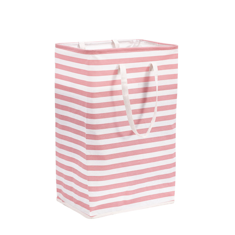 Bac de rangement pliable | Panier pliable en tissu robuste avec poignées, Rose / blanc