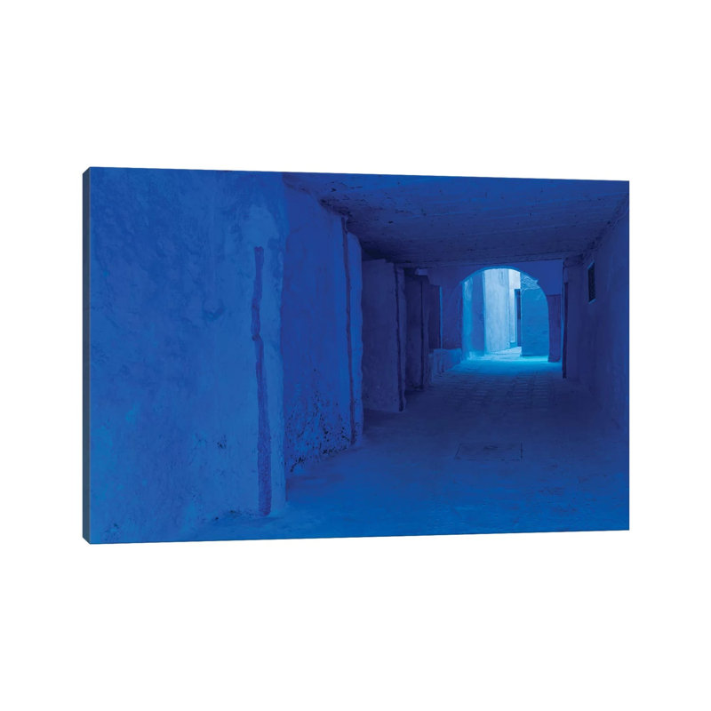 Africa, Morocco, Chefchaouen. Blue-Painted Alley. by Jaynes Gallery - Wrapped Canvas Print, 20.32cm H x 30.48cm W x 1.905cm D
