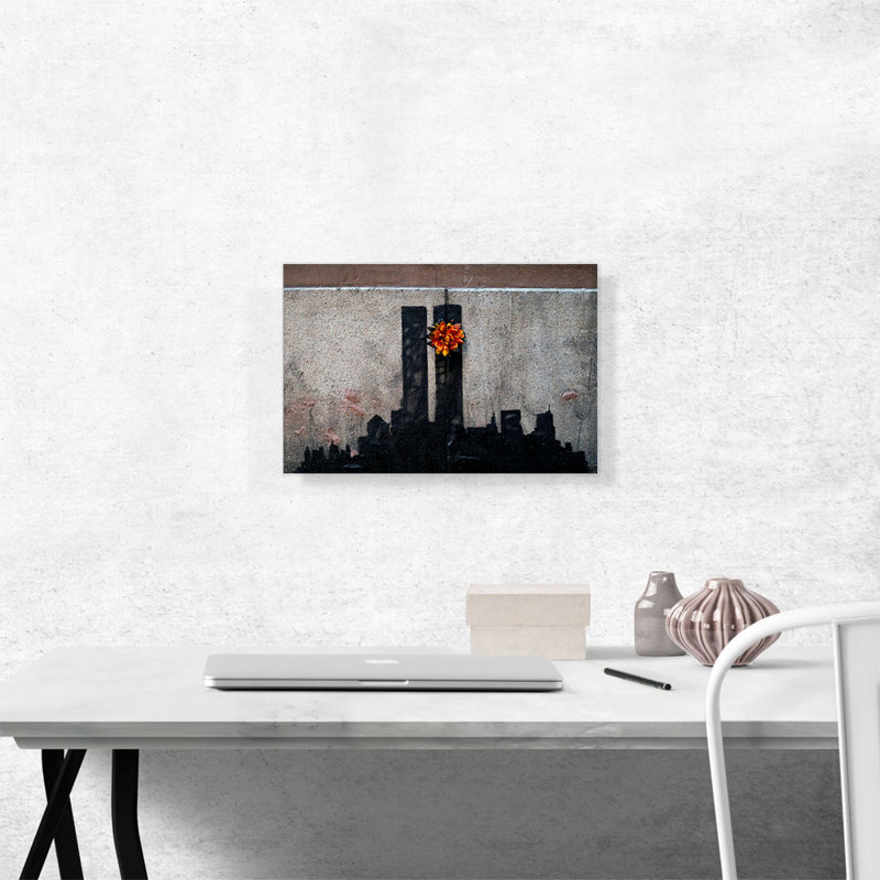 «Twin Towers NYC Tribute» par Banksy, reproduction d'art sur toile tendue, H 12 po x l 18 po x P 0,75 po