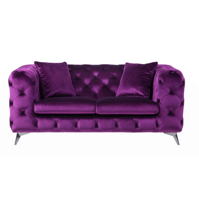 Magnien Purple Velvet Loveseat