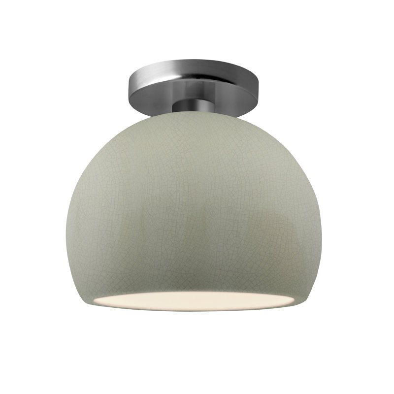 Radiance Ceramic Semi Flush Mount, Celadon Green Crackle, 7" H x 7" W x 7" D, Brushed Nickel