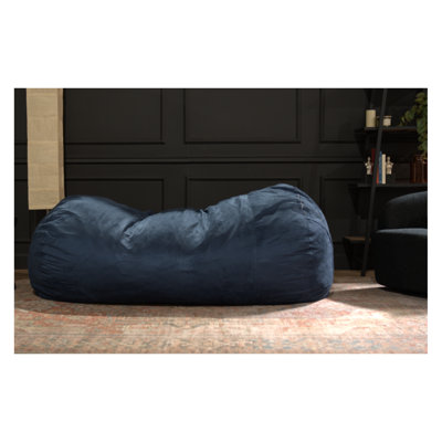  Grand fauteuil à billes en suède cylindrique de 8 pieds Jasper en bleu, grand transat traditionnel pour les pièces spacieuses et les espaces de divertissement