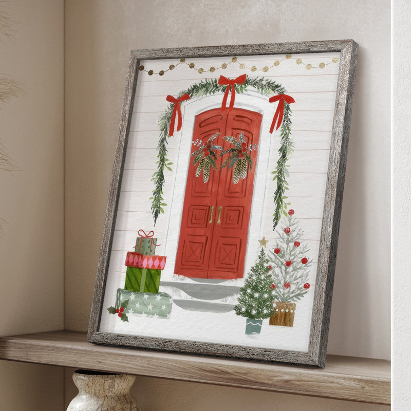 Impression encadrée Festive Front Door II - bois massif, H 11 po x l 9 po