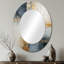Minimalisme bleu et doré scandinave - grand miroir mural ovale sur métal-1482570465