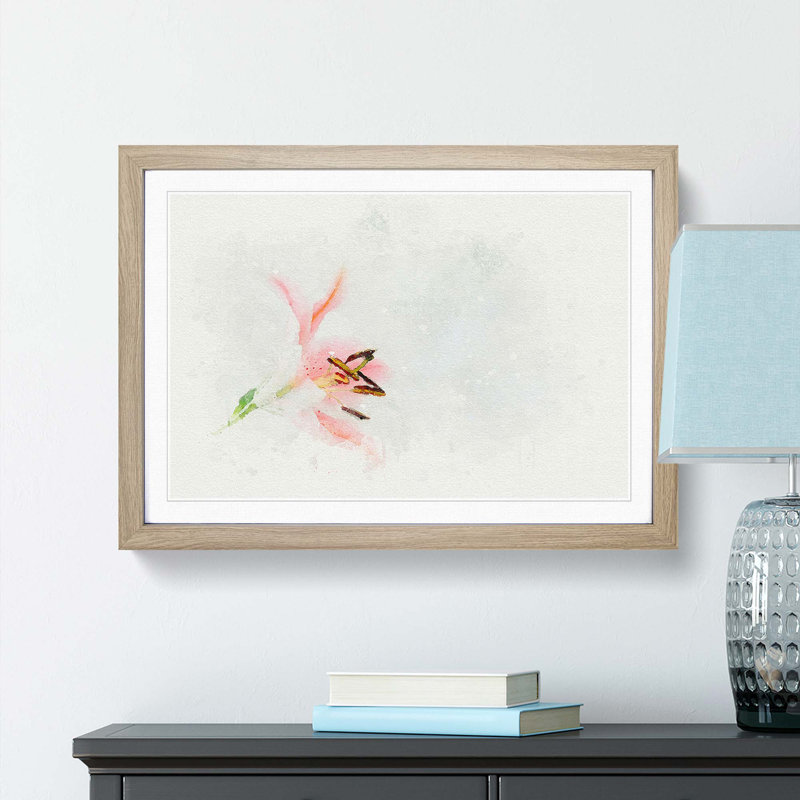 Portrait of a Pink Lily in Abstract - Framed Print, 40cm H x 60cm W x 2cm D, Oak