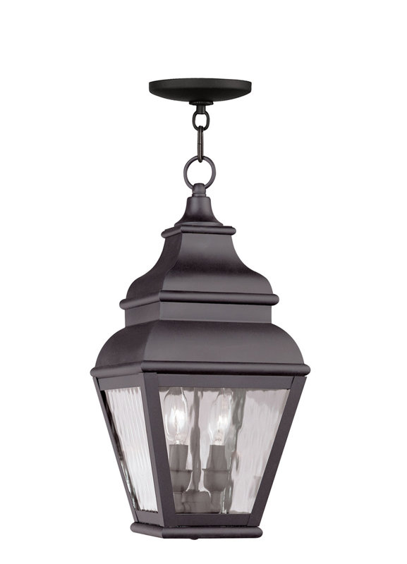 8 inch 2 Light Outdoor Chain Lantern Pendant Lighting Fixture, Bronze