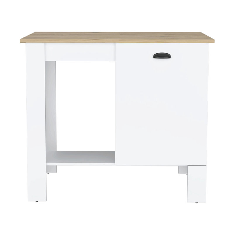 Atenea Kitchen Island, Single Door Cabinet, Shelf White / Macadamia