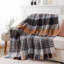 Jeté à carreaux pour lit, moelleux tartan à carreaux, motif à carreaux de style campagnard, jetés pour décoration intérieure (50 po x 60 po)-115797561