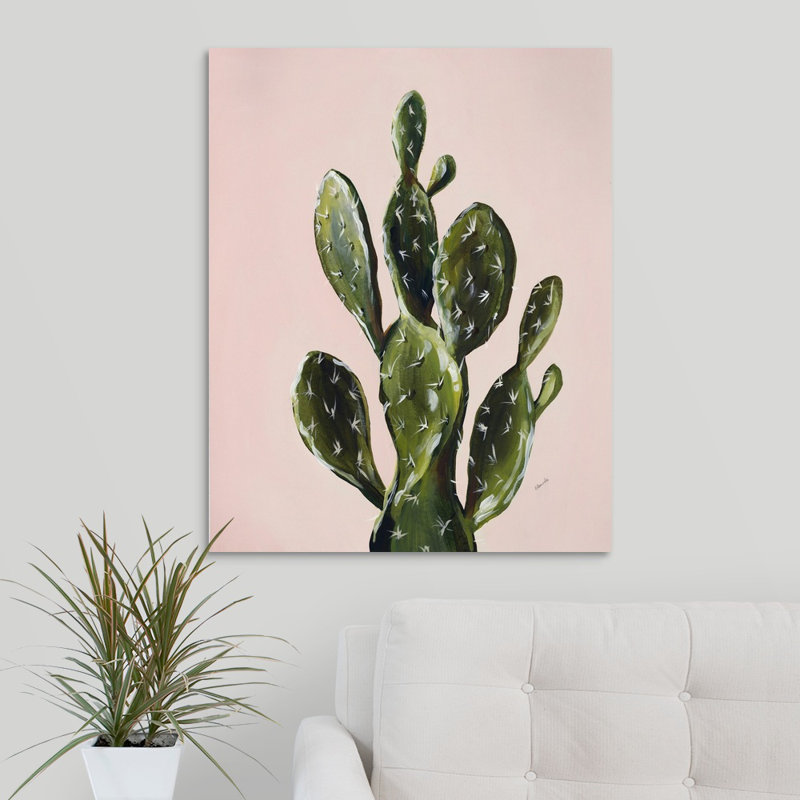 « color cactus v », peinture sur toile, Toile tendue, H 20 po x l 16 po x P 1,25 po