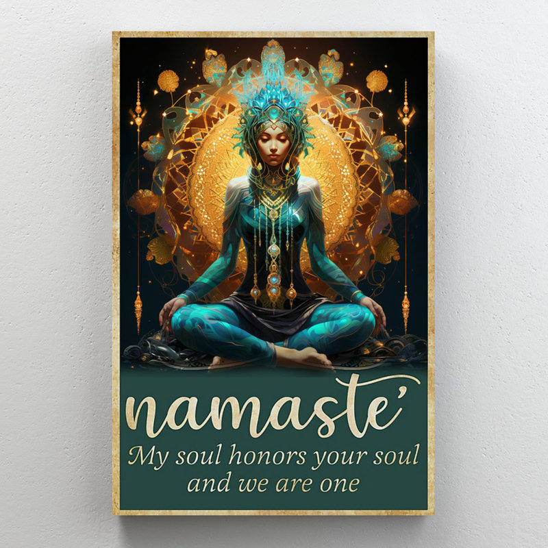 Woman Yoga Namaste - 1 Piece Rectangle Graphic Art Print On Wrapped Canvas, H 14 po x l 11 po x P 1,25 po