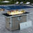 Propane Gas Fire Pit Table With Glass Wind Guard And An Open Basket-wave Patterned Wicker-947424578