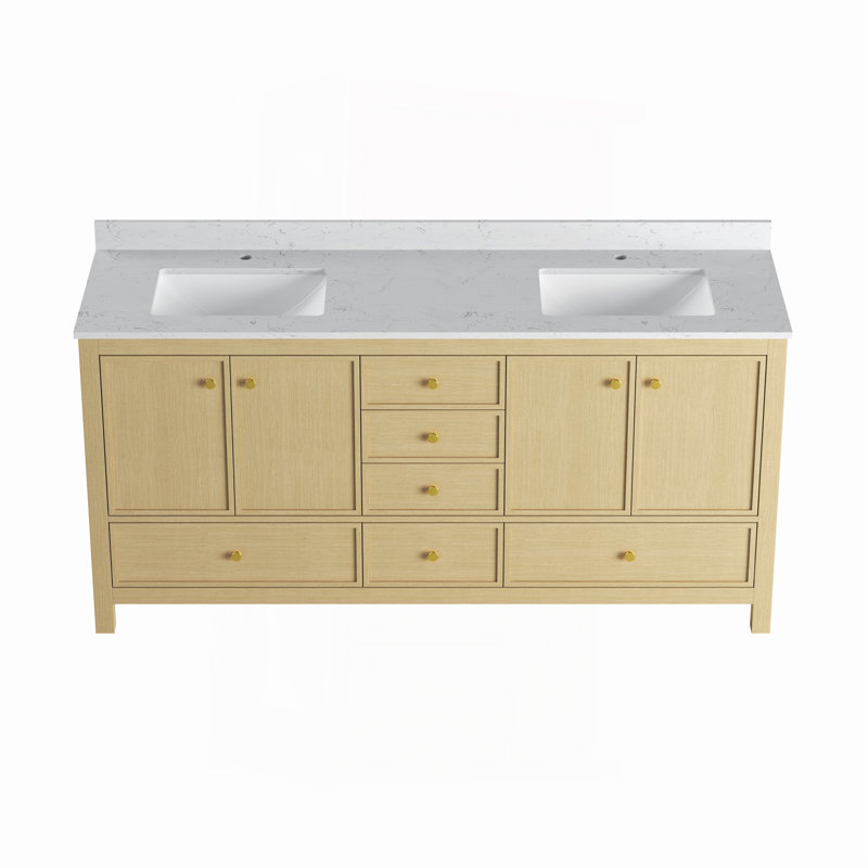 Armoire de meuble-lavabo double 72 po en chêne, Chêne, 72"