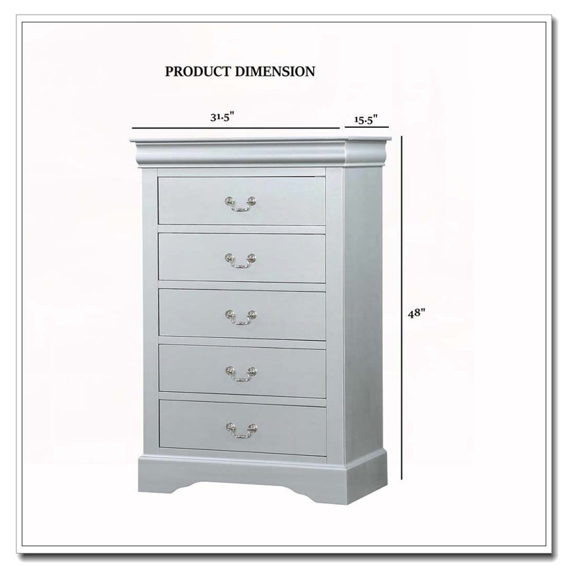 Commode 5 tiroirs, Gris