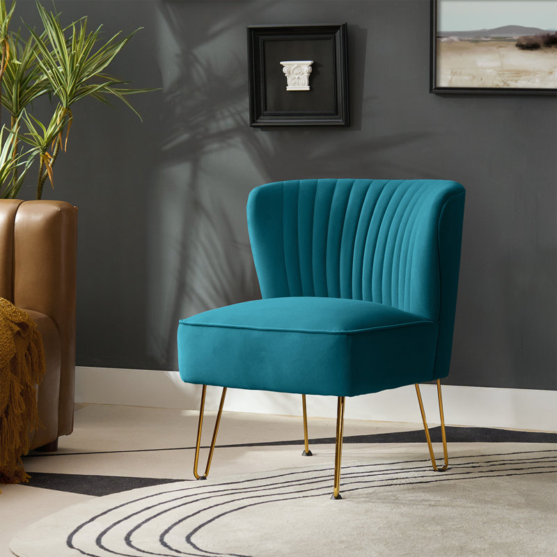 Euclid Velvet Side Chair, Blue Velvet
