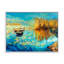 «Turquoise Lake With Orange Trees pendant le coucher du soleil», peinture sur toile-60160862-60160863